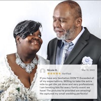 a man and woman smiling at each other on their wedding day