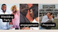 a collage of pictures with the words wedding party engagement proposal