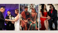 a collage of pictures of a bride and groom at their wedding