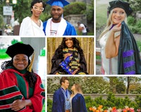 a collage of photos of graduates posing for a photo