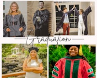 a collage of people in graduation gowns and robes