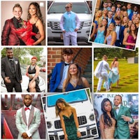 a collage of photos of people in formal attire